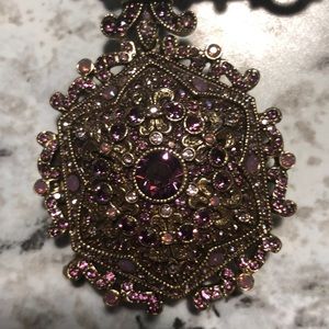 Heidi Daus Rhinestone locket on pearl necklace